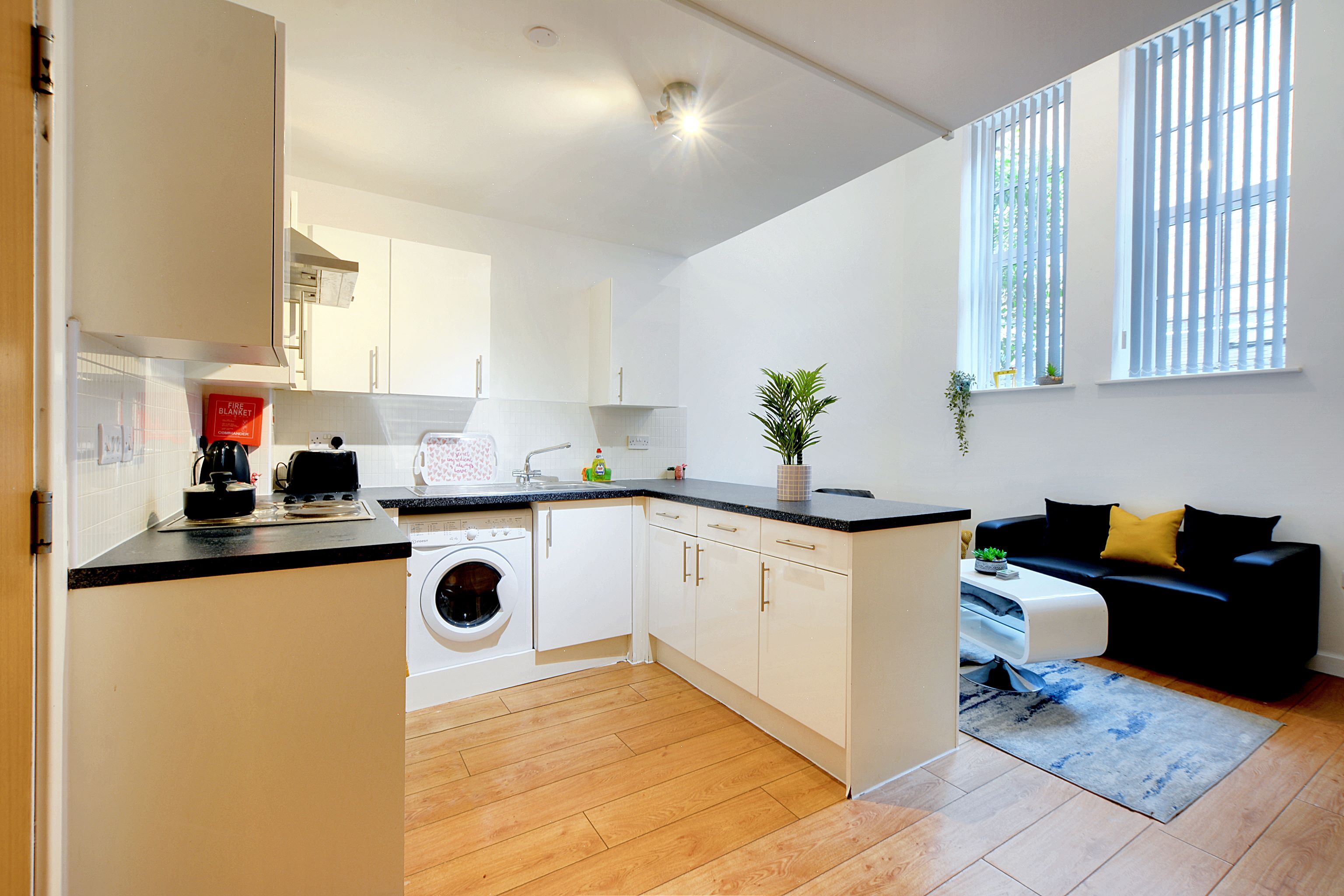 Newarke St 2 bed basic apartment kitchen 1