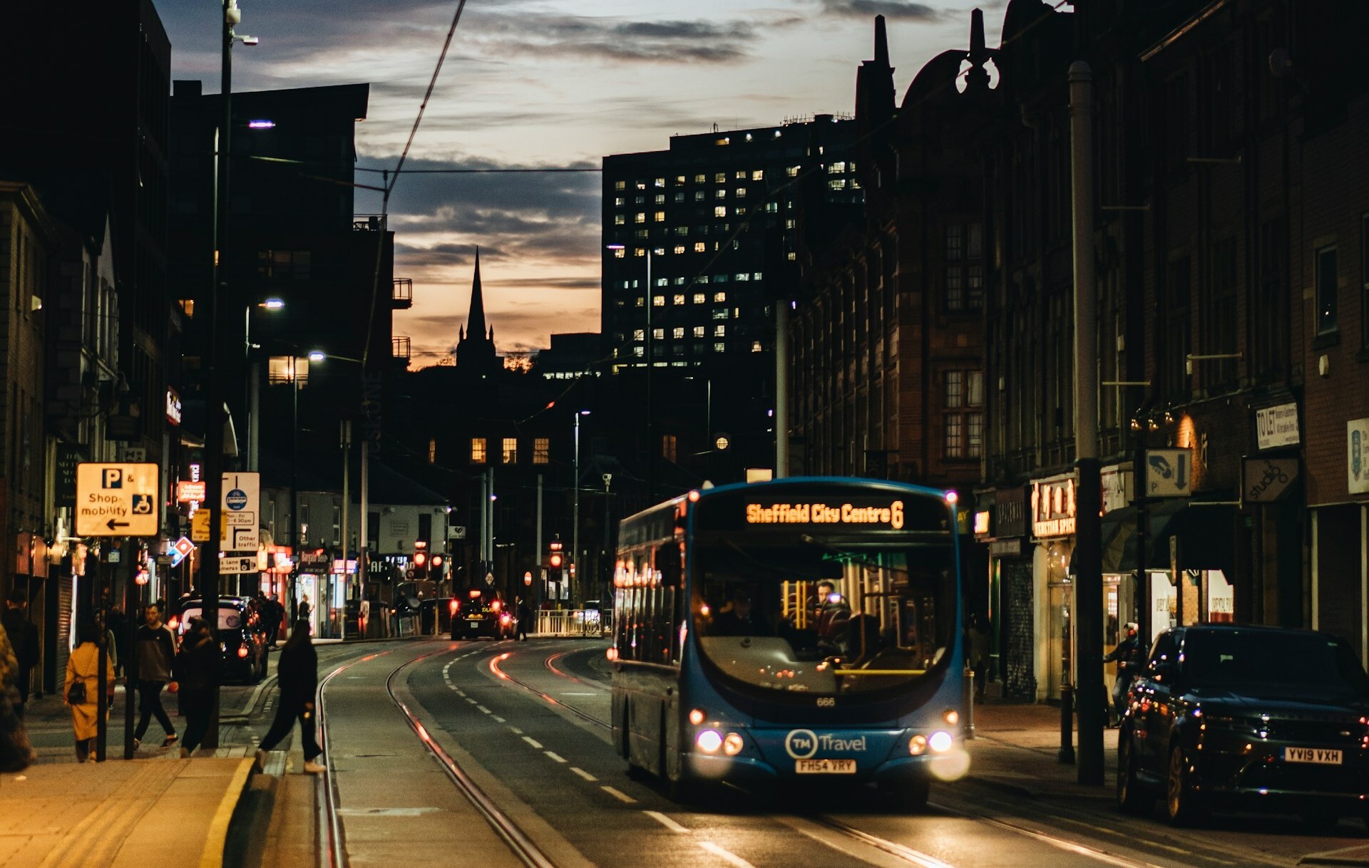 Sheffield city centre buses on West Street